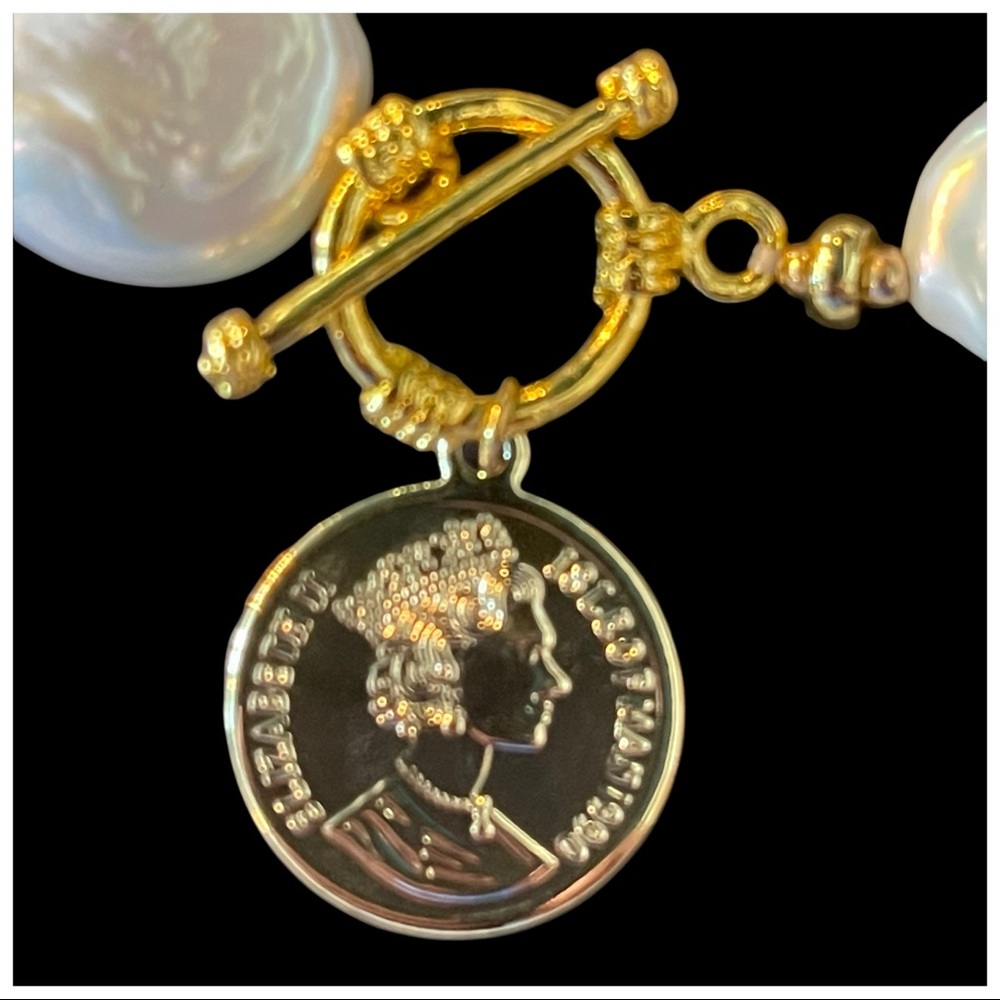 Natural Pearl Coin Necklace - Picture 10 of 11